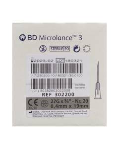 Bd microlance 3 aiguilles 0.40x19mm gris 100 pce